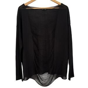 Eileen Fisher Black Lightweight Semi Sheer Pullover Blouse  Sz XL Witchy Goth